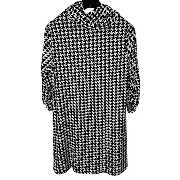 Houndstooth 2X Comfort Swing DRESS A-Line Soft Stretch Knit Removable Scarf NEW - Picture 7 of 10